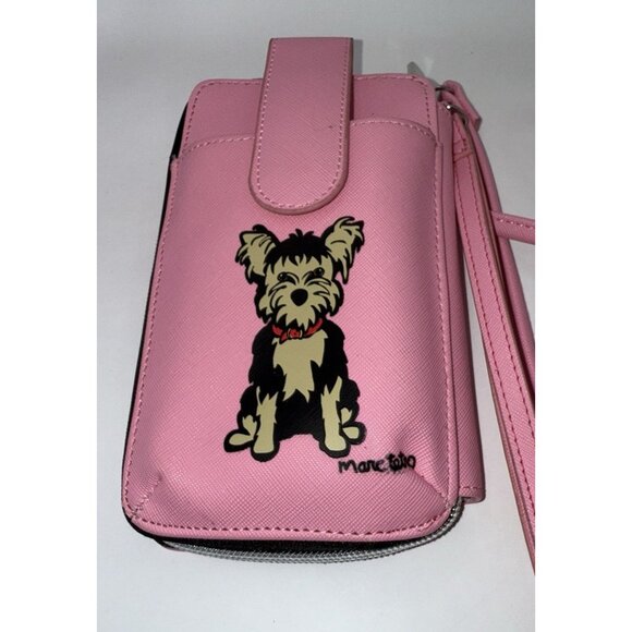 Marc Tetro Pink Wristlet Crossbody Yorkie Yorkshire Terrier Phone Card Wallet - Picture 11 of 12